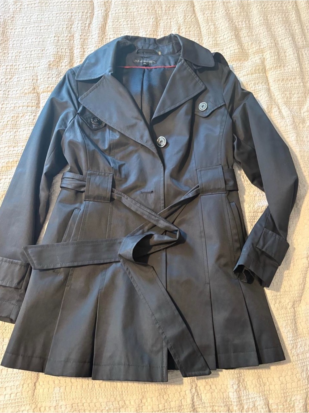 Via Spiga Black Belted Trench Coat